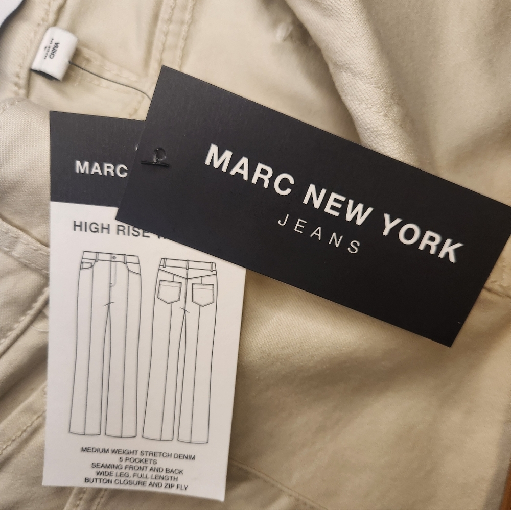 Marc New York Beige High Rise Wide Leg Jeans NWT Size 4 (A1) - Picture 9 of 11
